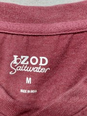 Izod Saltwater Men T Shirt M Oxblood Long Sleeve Crew Neck Button Logo Casual