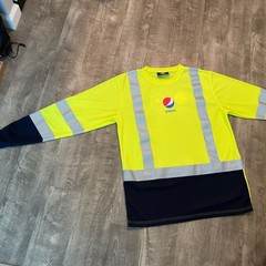 Pepsi Shirt Mens Large High Vis Employee Uniform Reflective Safety Long Sleeve