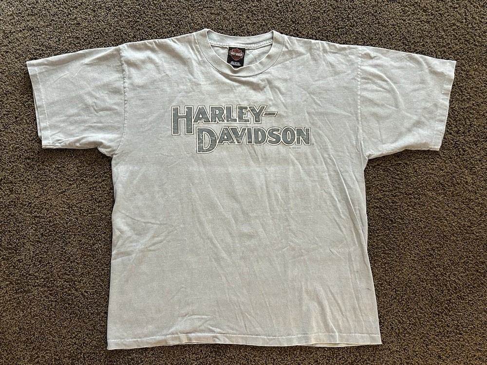 Vtg Harley Davidson T Shirt L Large Motorcycle Chandler Arizona Gray Spell Out