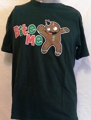 Funny Christmas Novelty Cookie “Bite Me” Shirt Size Large Office Work Party Xmas