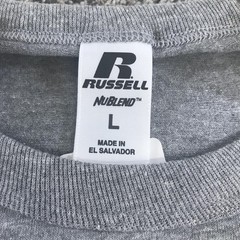 Vintage Russell Athletic Shirt Mens L Gray NuBlend Oxford Basic Tee Crew Neck