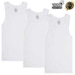 White Premium Men’s 100% Cotton Tank Top A-Shirt Wife-Beater Undershirt Ribbed