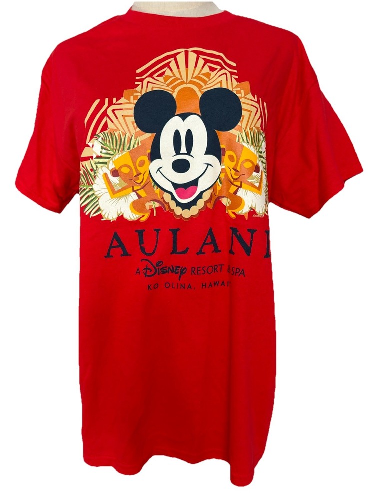 Disney AULANI Resort & Spa ALOHA Hawaii Mickey Mouse Medium Red T-shirt Men’s