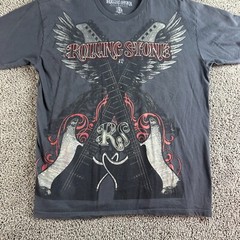 Rolling Stone Collection Shirt Mens Extra Large Gray Cyber Wings Guitars
