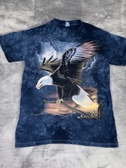 Nature USA Bald Eagle Patriotic Mens T-Shirt Size Small Blue