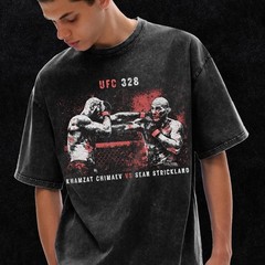 Khamzat Chimaev vs Sean Strickland Shirt, UFC Shirt | Acid Wash Oversize T-Shirt