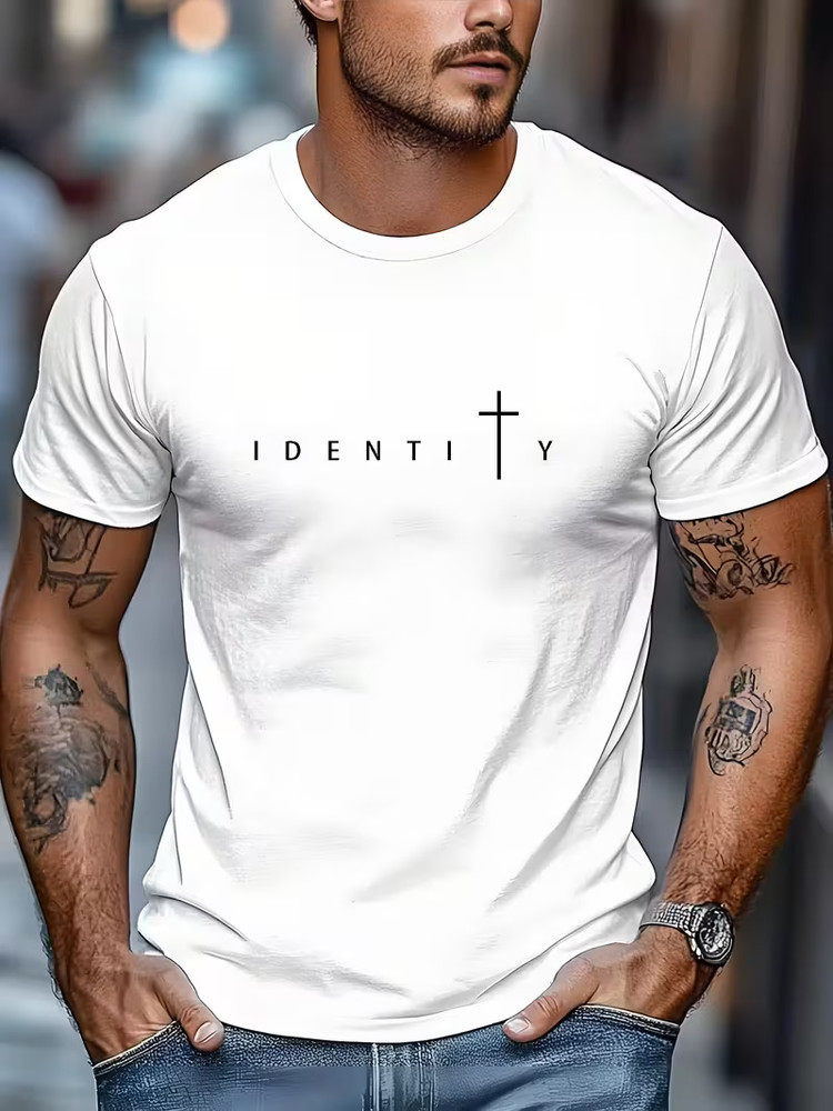 Men’s Outdoor Casual Sports T-Shirt – Soft Crew Neck Casual Pullover with White