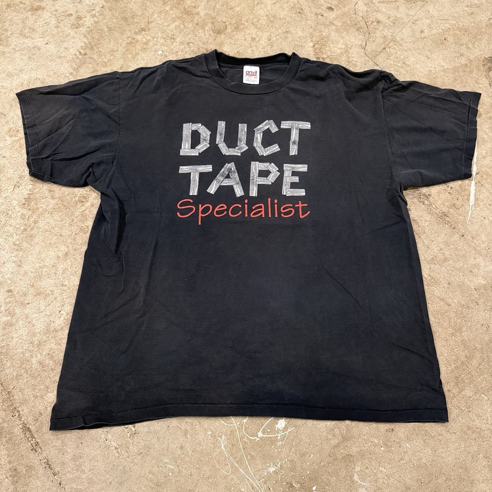 Vintage Duct Tape Specialist T-Shirt Men’s Size 2XL Black Novelty Funny Faded