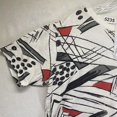 Vintage 90s All Over Print Short Sleeve Collar Henley Large BOXY Canvas Art