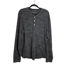 American Eagle Henley Shirt Mens Size L Heathered Gray Space Dye Long Sleeve