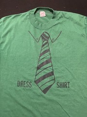 Vintage 80s Dress Shirt Tie Novelty T-Shirt, Green, Size: XL (Fits Modern S/M)