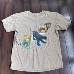 Vintage Big Cats T Shirt Lion Tiger Cheetah Puma Men’s Sz Xl Made USA Double Sde