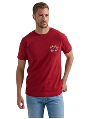 Lee Jeans T-Shirt Men’s Small Graphic Print Cowboy Skeleton Brick Red Tee