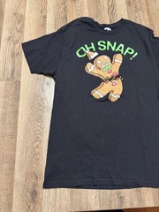 Holiday Time Shirt, Men’s Size Large, Black, Ginger Bread Man Oh Snap