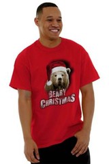 Beary Christmas Santa Claus Christmas Gift Adult Short Sleeve Crewneck Tee