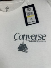 Converse Men’s Tee MEDIUM White Loose Fit Short Sleeves T-Shirt 100% Cotton NWT