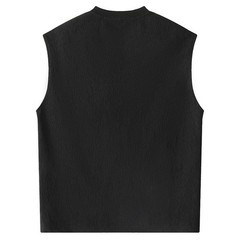 Men V Neck Sleeveless Tank Top Textured Casual Vest Loose Fit for Daily Wear