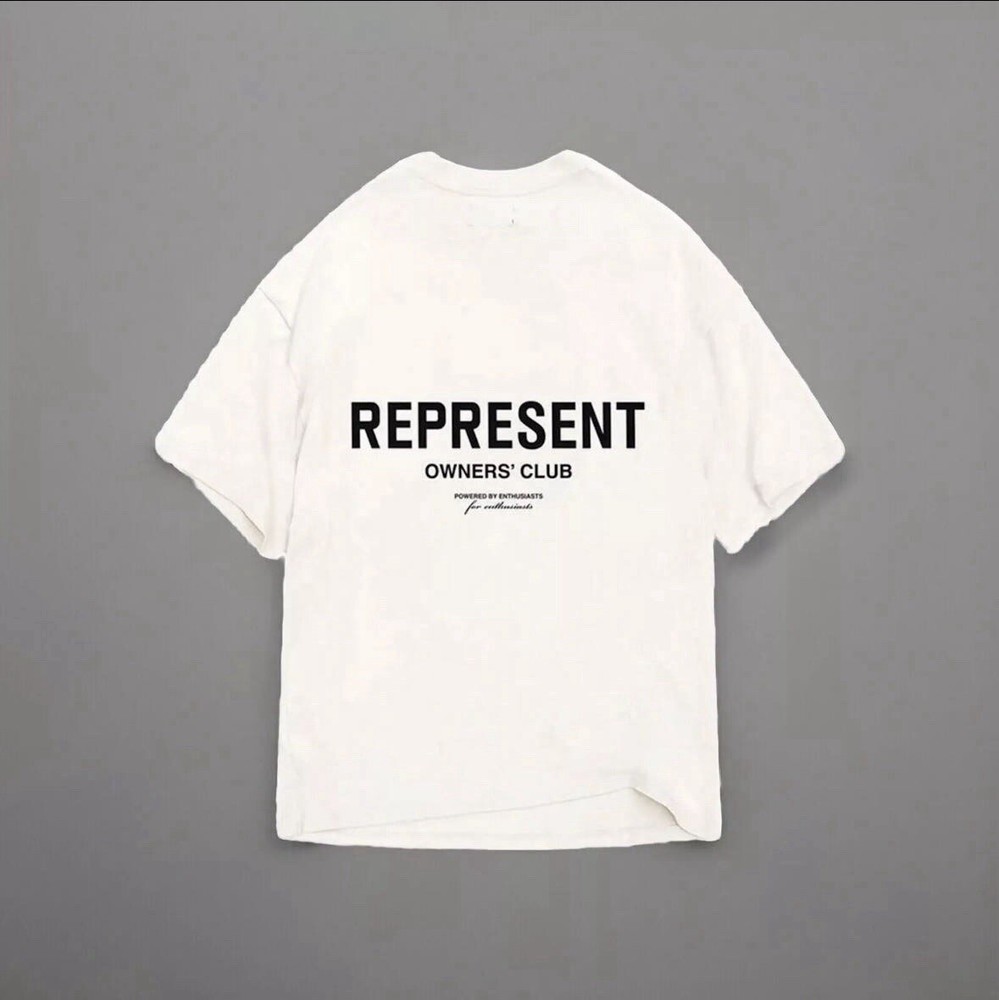 Represent Flat White Shirt Size L Men’s Logo Casual Designer New Authentic