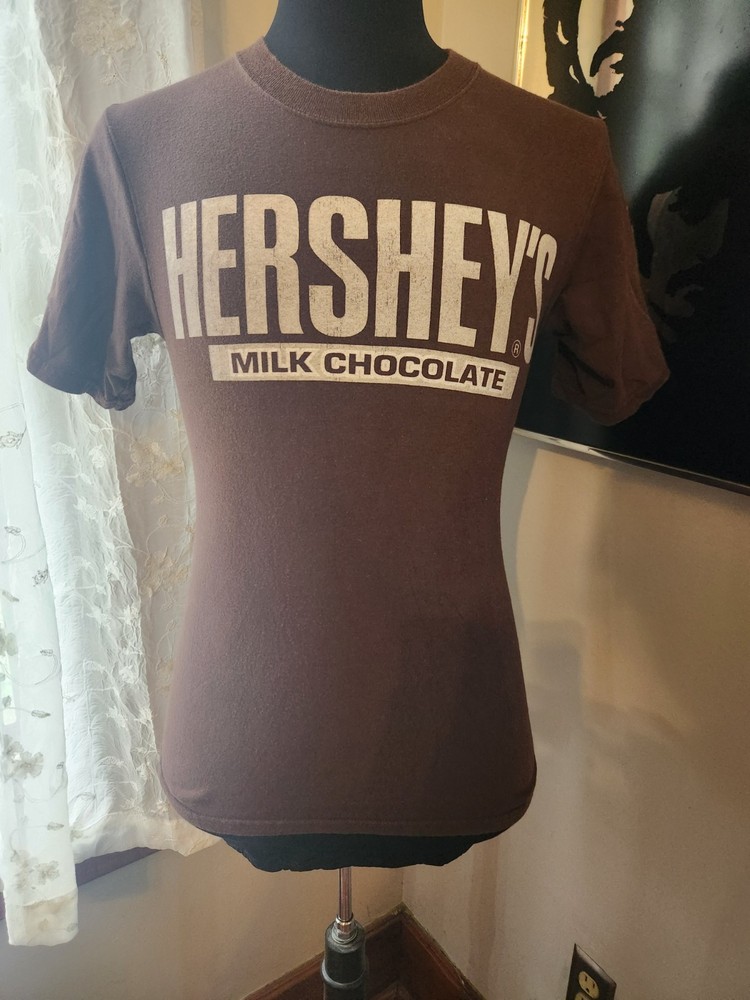 MF Mighty Fine Hersheys Chocolate Logo Brown Short Sleeve T Shirt Size Small