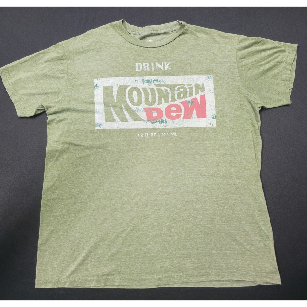 Mountain Dew Graphic T Shirt Mens Large Green Logo Soda Beverage Tee