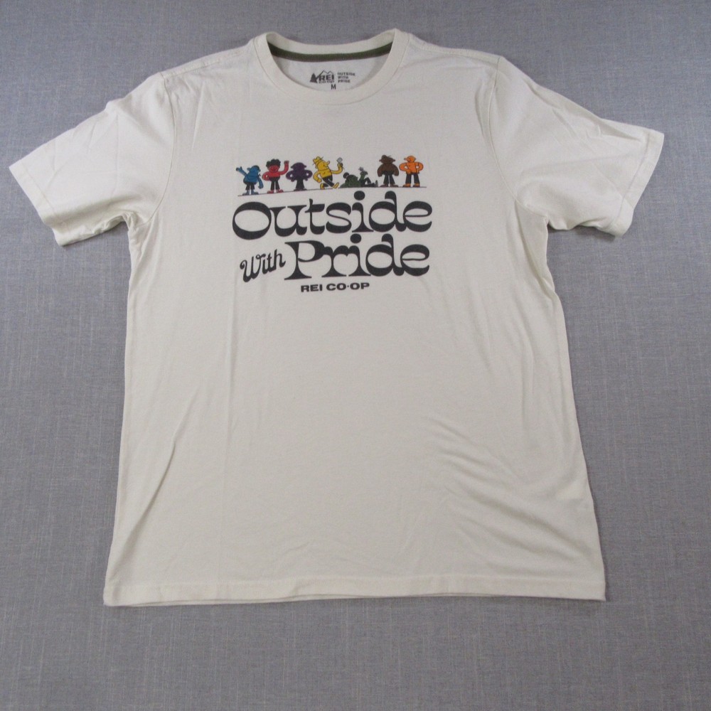REI Co-Op Outside With Pride T Shirt Mens Medium USA Made Graphic Outdoor Tee