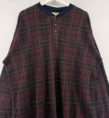 Vintage Northwest Territory Men’s Waffle Knit Henley Shirt Red XL