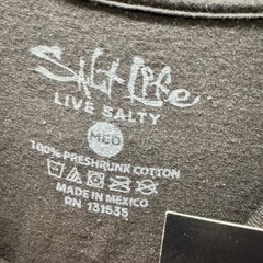 Salt Life T-Shirt Mens Medium Black Long Sleeve Spellout Sleeve Pre-Shrunk NEW