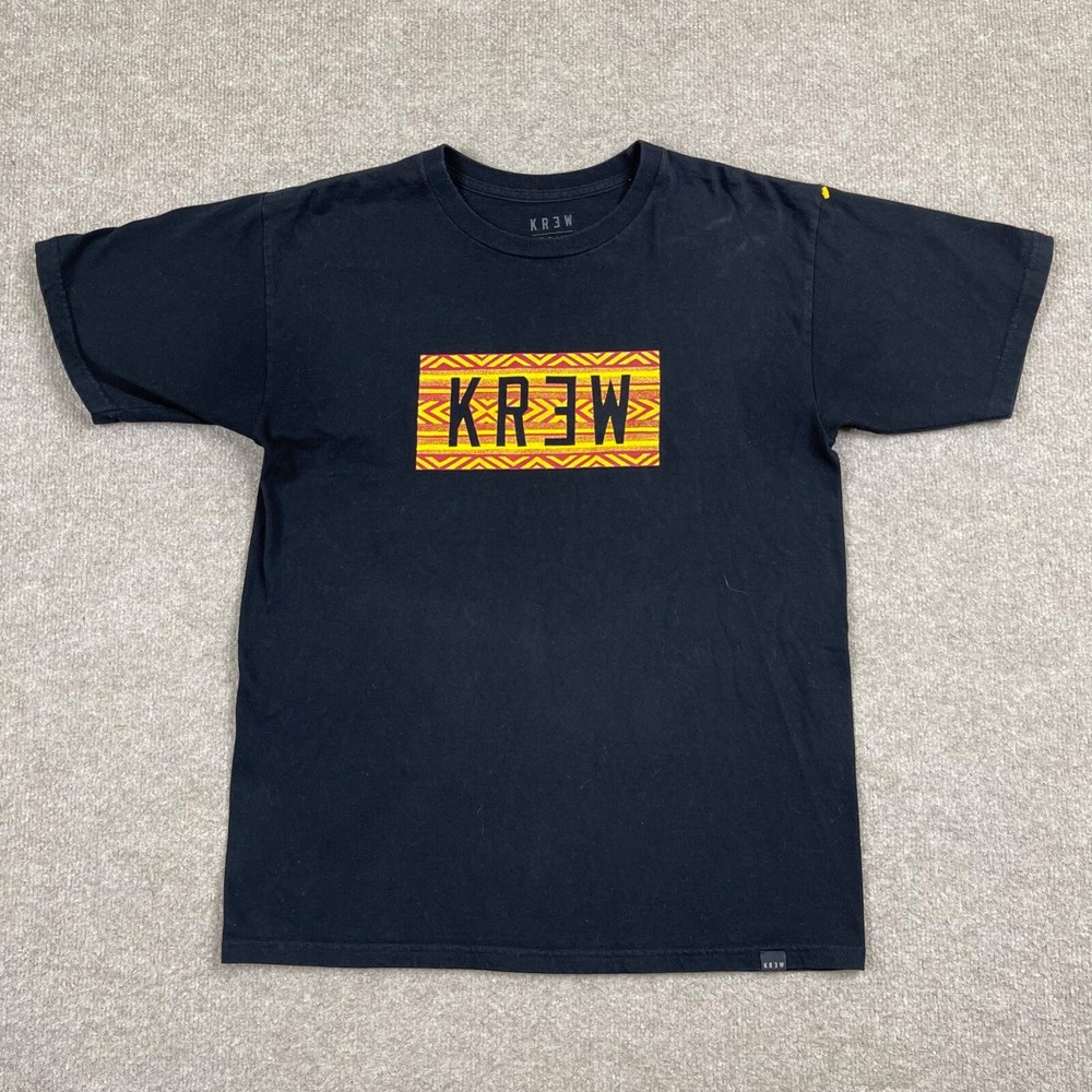 Krew Graphic T Shirt Men’s Size M Black Short Sleeve Crew Neck Skateboarding Tee
