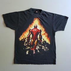 Vintage Iron Man Shirt Adult Large Black Marvel Movie Super Hero Comic Mens