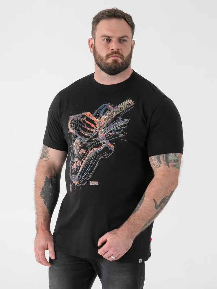 D555 Duke Big Mens Guitar Printed T-Shirt Black Plus Size 2XL-10XL (601908)