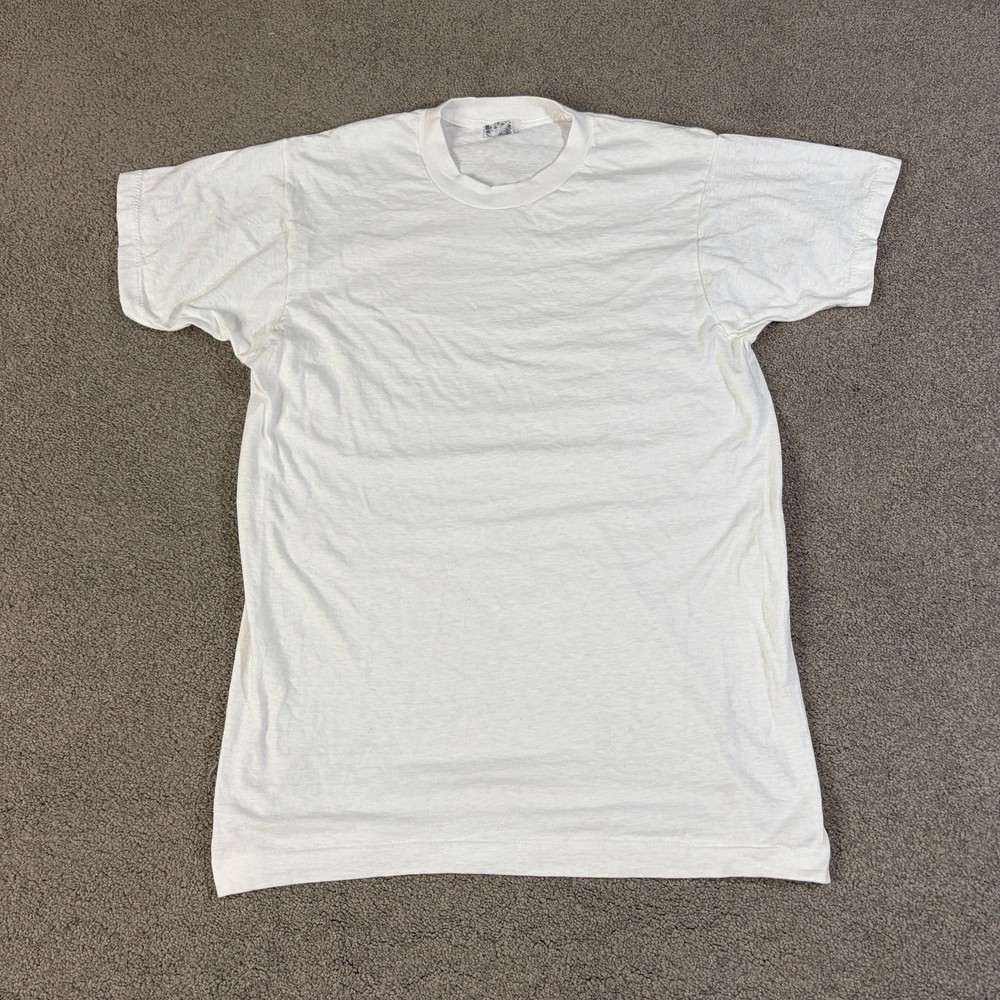 Vintage 90s BVD Blank T Shirt Size Large White Single Stitch USA Made