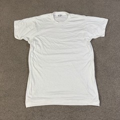 Vintage 90s BVD Blank T Shirt Size Large White Single Stitch USA Made