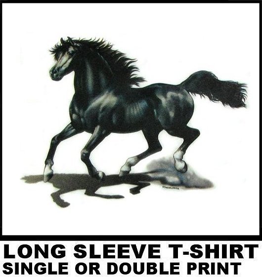 MORGAN OR ARAB OR FRIESIAN ? HORSE SHOW ART GALLOPING HORSE T-SHIRT WS318