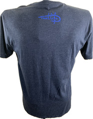 Reel Life Fishing T Shirt Mens Large L NWT Navy Blue Hammerhead Shark Back Logo