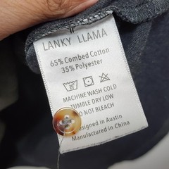 Lanky Llama Craftsman Henley Men’s T-Shirt L Tall Slim Fit Knit Gray Polycotton