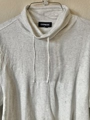 Express Heather White Waffle Knit Funnel Neck Men’s Long Sleeve T-Shirt Size L