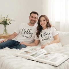 Personalised T Shirt Wifey or HubbyWife Husband Bride Groom Mr and Mrs Top Tee !