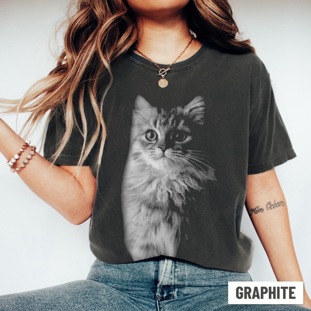 Personalized Vintage Pet Portrait Shirt Custom Cat Dog Photo Tee Gift Idea