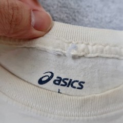 Vintage Y2K ASICS T Shirt L White Short Sleeve Sound Mind Sound Body Graphic