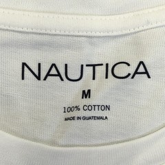 Nautica Shirt Mens Medium White Long Sleeve Logo Graphic Tee Tagless Nautical