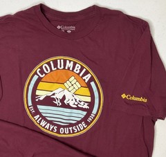 Columbia Shirt Men Sz XL Graphic Tee Short Sleeve Crewneck Burgundy