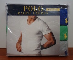 Polo Ralph Lauren 3-Pack Men Cotton Classic V-Neck T-Shirts Multi Size S (34-36)