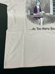 Edward Gorey, There’s No Such Thing … As Too Many Books!, Large T-shirt, Pink