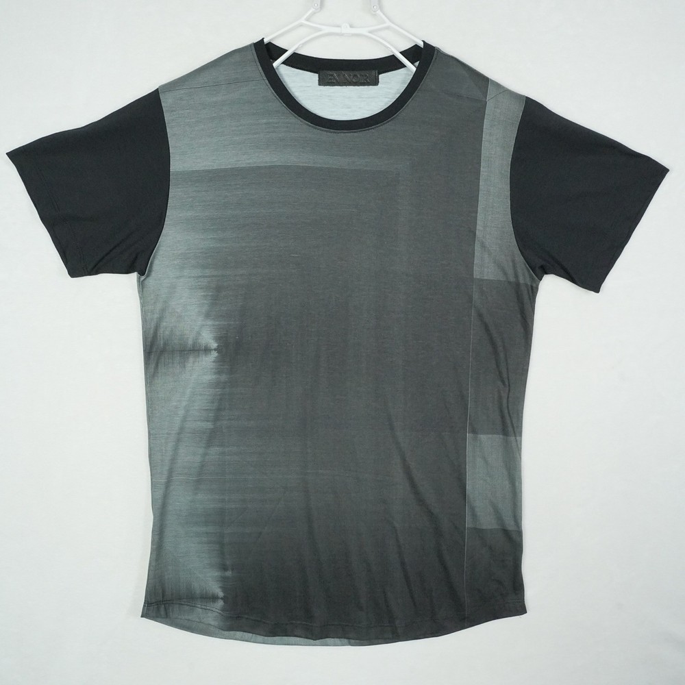 En Noir Mens Abstract Gradient T-Shirt Grey Black Streetwear Made in USA 21×30