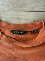 Orvis Rugby Shirt Mens XL Orange Blue Heavyweight Cotton Long Sleeve Outdoor
