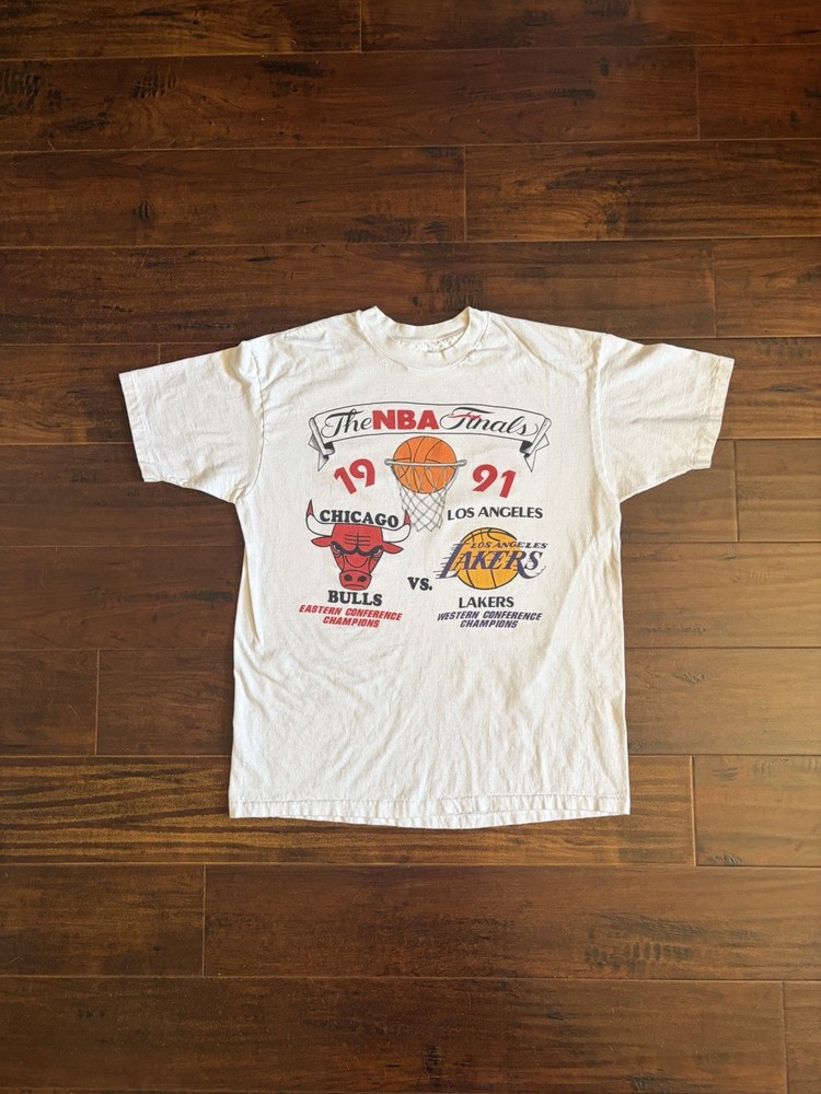 1991 lakers vs bulls nba finals tee size XL measurements pictured