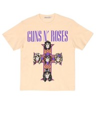 Sponsor Guns N Roses Cross Cream Graphic T-Shirt Vintage Style Hard Rock Retro