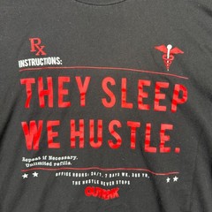 Outrank They Sleep We Hustle RX Graphic Tee Black Mens 2XL Streetwear T-Shirt