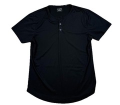 Cuts Clothing Shirt Mens Large Black Curve-Hem Short Sleeve Henley Tee
