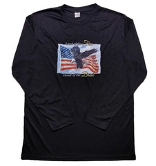 Land of the Free Home Brave Long Sleeve Performance Shirt USA Flag Black Large L